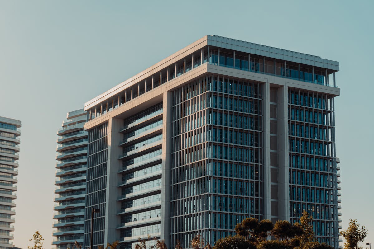 Tall corporate building with glass façade